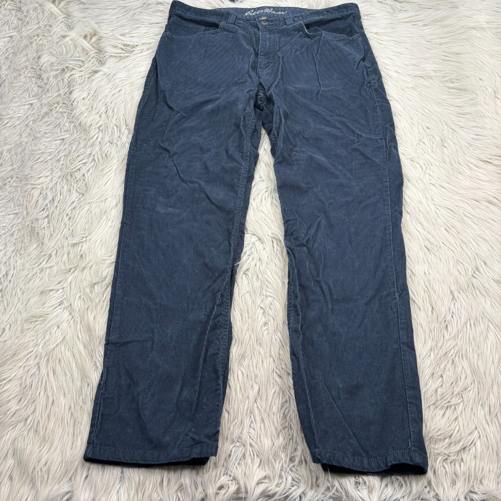 Eddie Bauer Men's 38 x 32 Teal Blue Corduroy 5-Pocket Pants Straight Fit